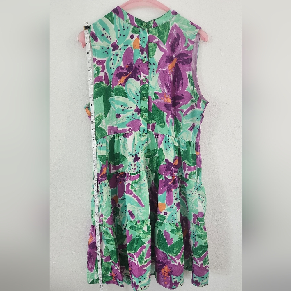 Green and Purple Medium Floral Tiered Ruffled Sundress - Picture 8 of 15